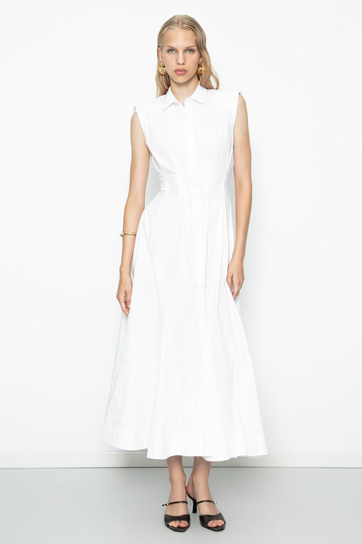 BSL Women Flounced Midi Shirt Dress - Golden Glades