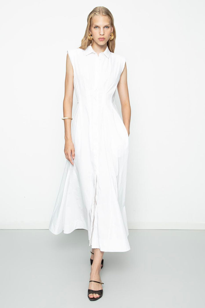 BSL Women Flounced Midi Shirt Dress - Golden Glades