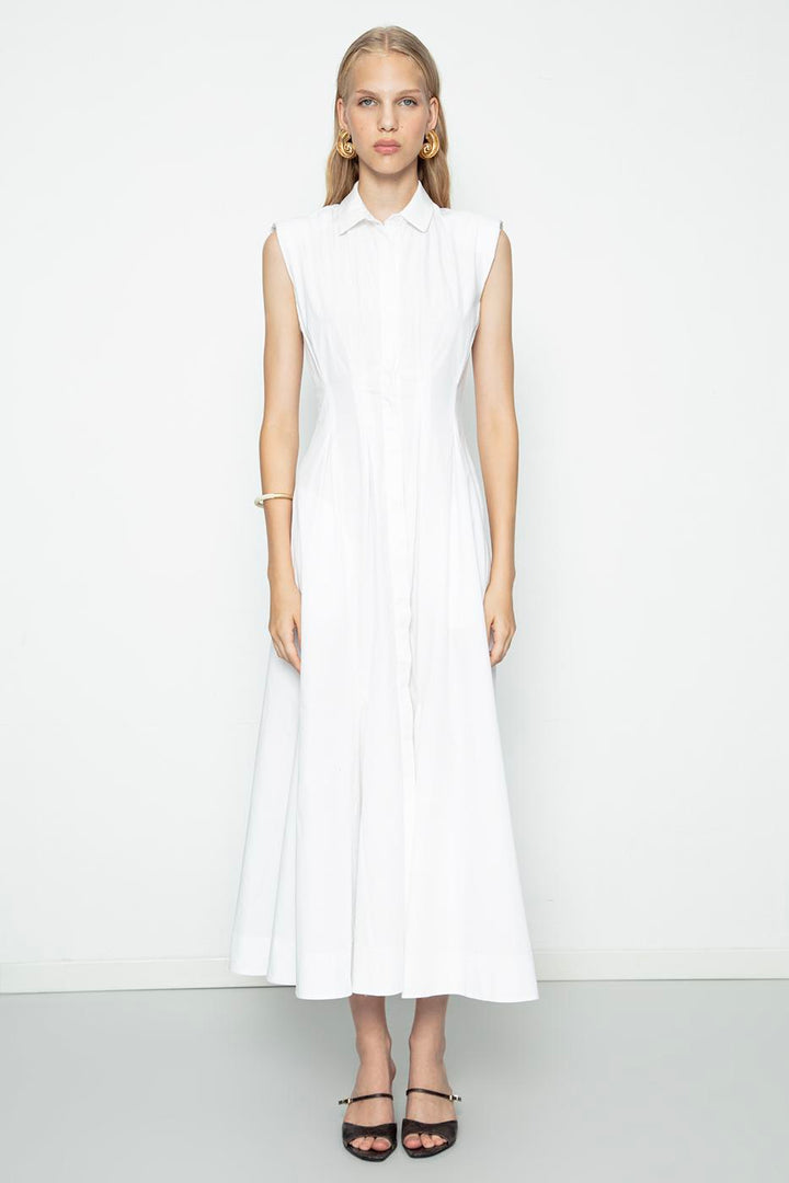 BSL Women Flounced Midi Shirt Dress - Golden Glades