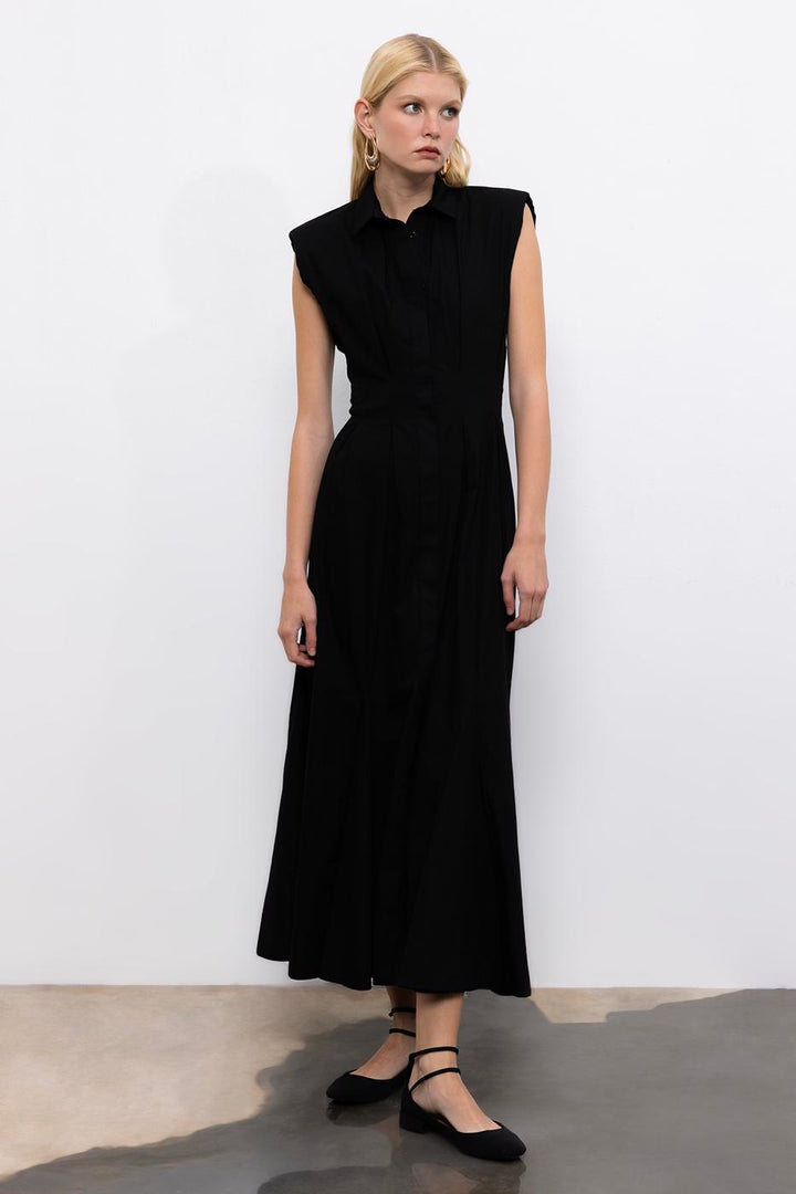 BSL Women Flounced Midi Shirt Dress - Boulogne-sur-Mer