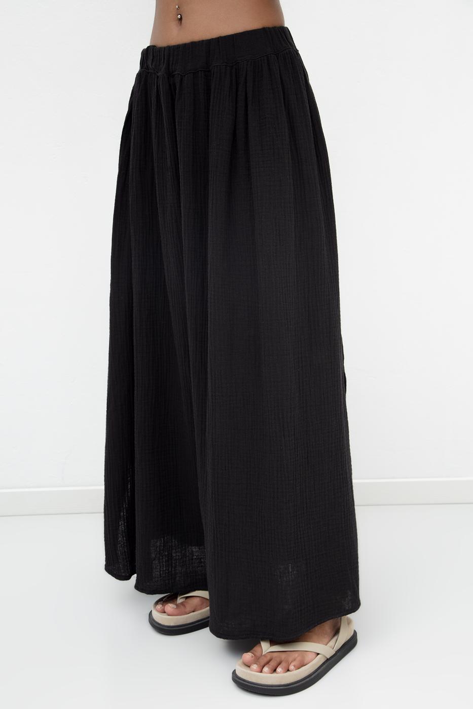 BSL Women 100% Cotton Flounce Slit Detailed Midi Skirt - Tamiami
