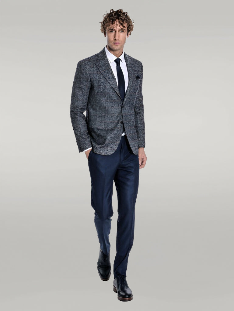 WSS Checked Navy Blue Men Blazer  - Singen