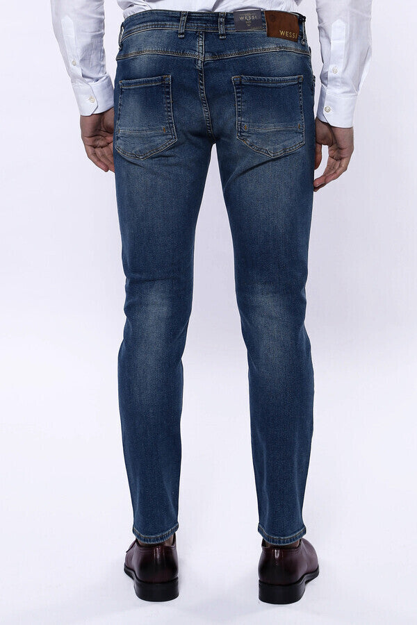 WSS Washed Dark Blue Men Jean Pants  - Singen