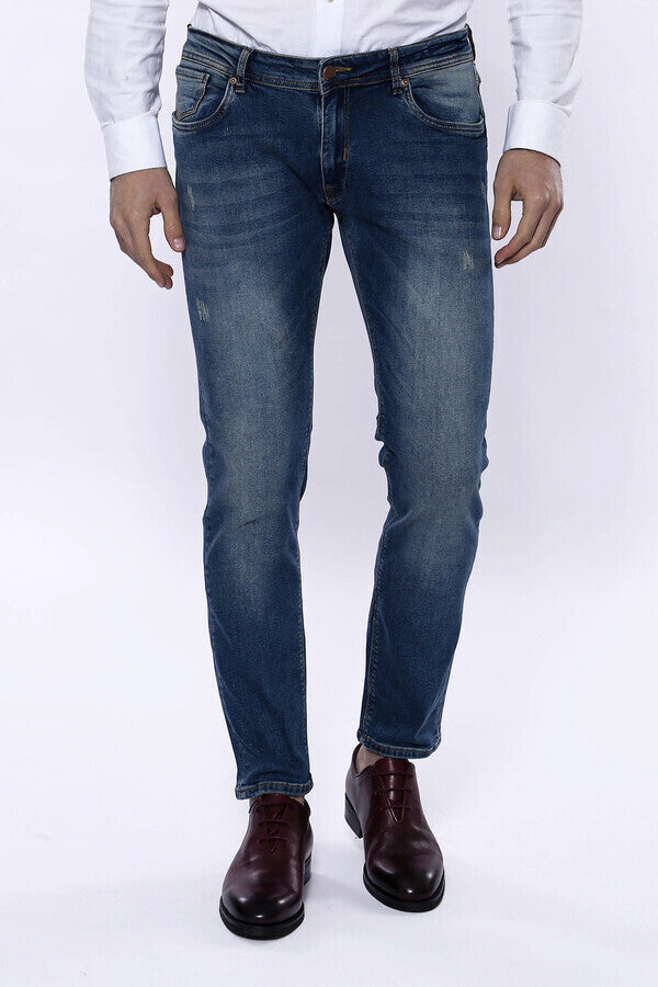 WSS Washed Dark Blue Men Jean Pants  - Singen