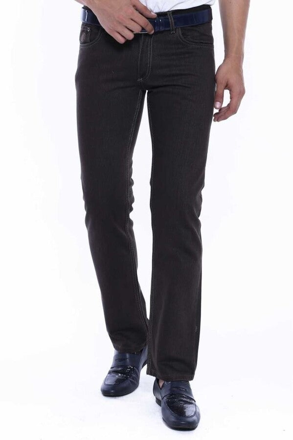 WSS Washed Fabric Brown Men Jean Pants  - Merced