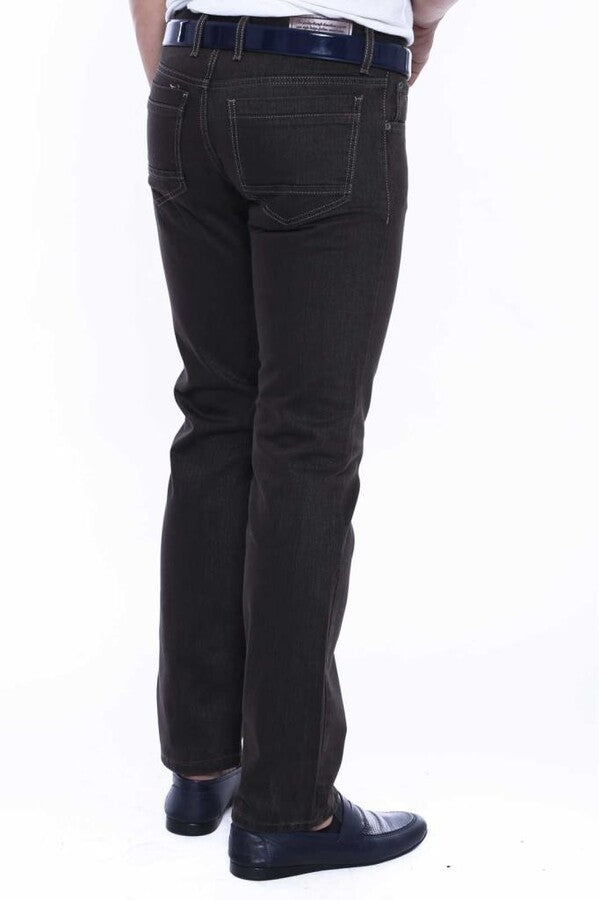 WSS Washed Fabric Brown Men Jean Pants  - Merced
