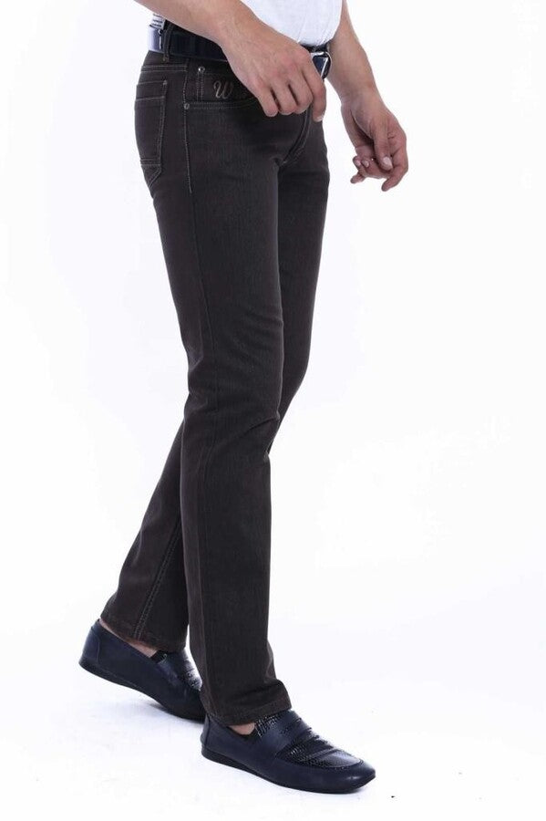 WSS Washed Fabric Brown Men Jean Pants  - Merced
