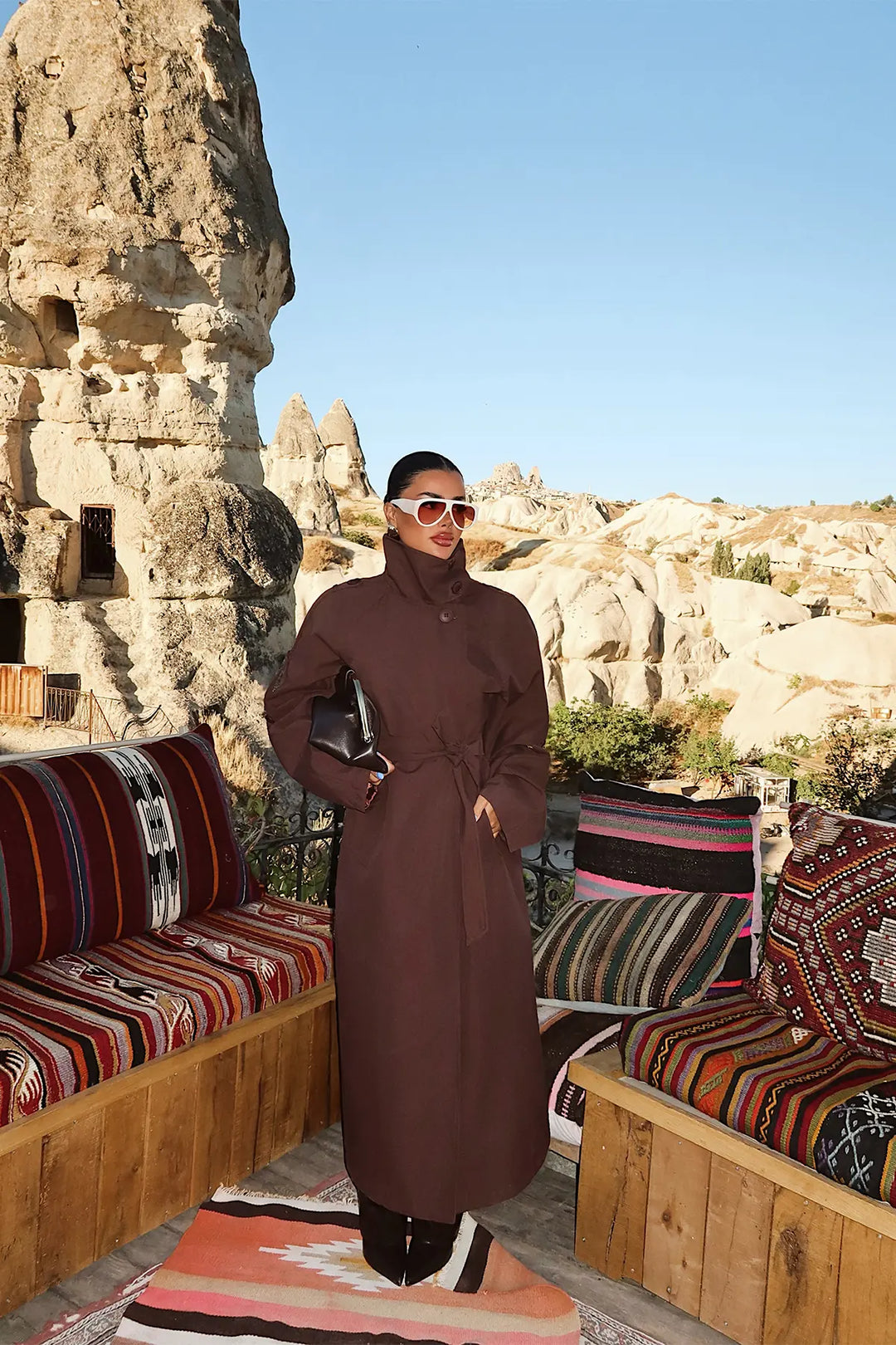 EYY Women Water-Resistant Trench Coat with Button Details - Olympia