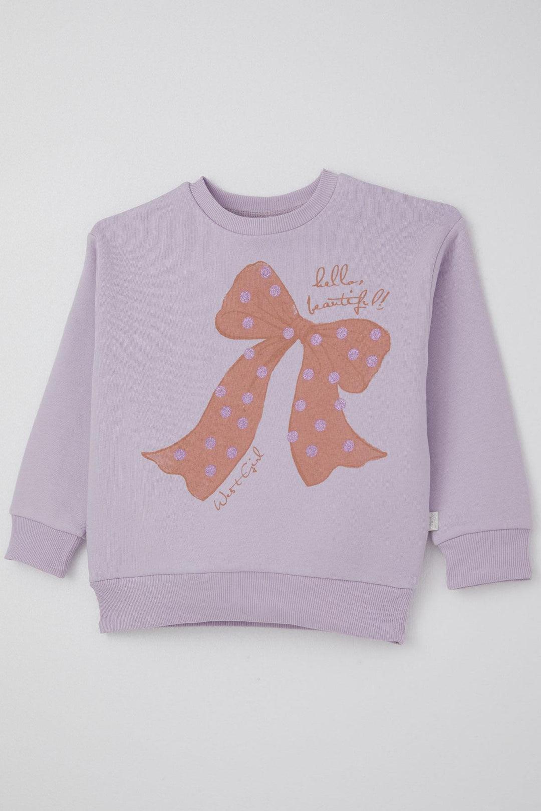 BRE West Girl Child Tracksuit Set Glitter Bow Printed 4-7 Years, Lilac - DeKalb