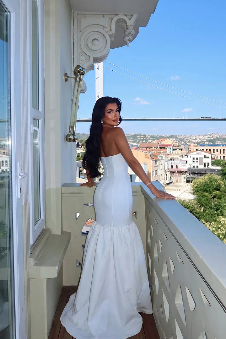 EYY Women White Balloon Skirt Evening Dress - Kifisiá