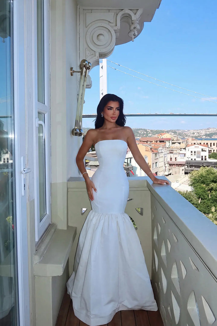 EYY Women White Balloon Skirt Evening Dress - Kifisiá