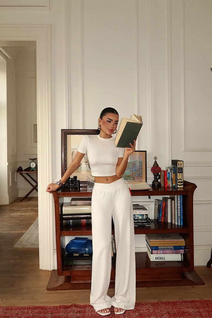 EYY Women White Basic Pants Set - Bognor Regis