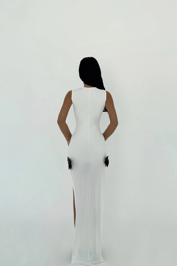 EYY Women White Bow Detail Long Dress - Carrollton