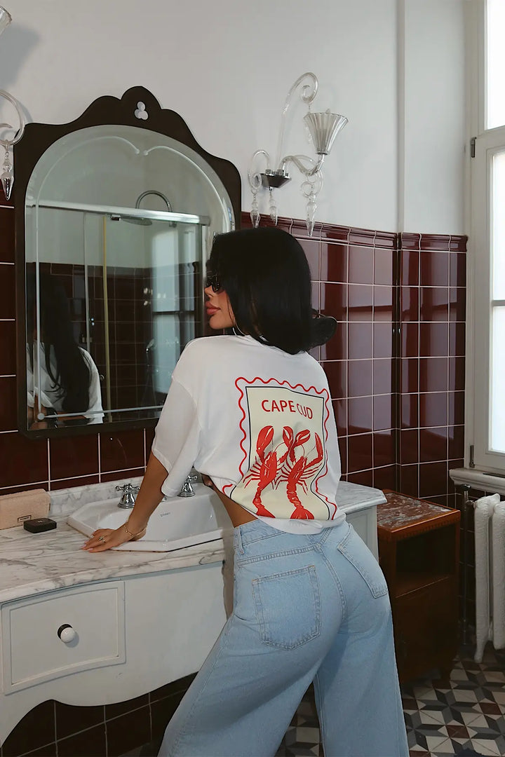 EYY Women White Crab Print T-Shirt - Abbotsford