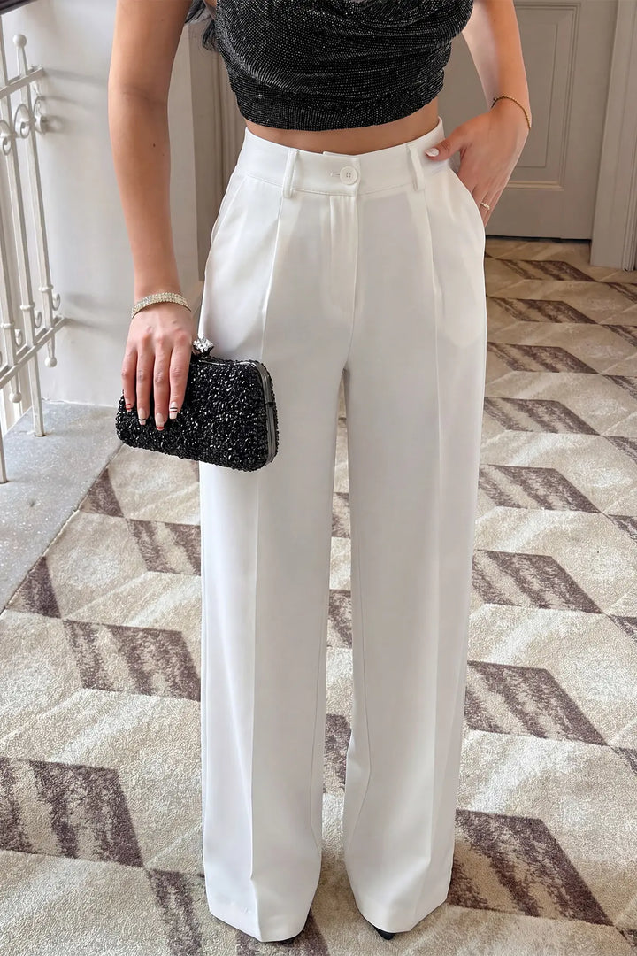 EYY Women White Palazzo Pants - Ravensburg