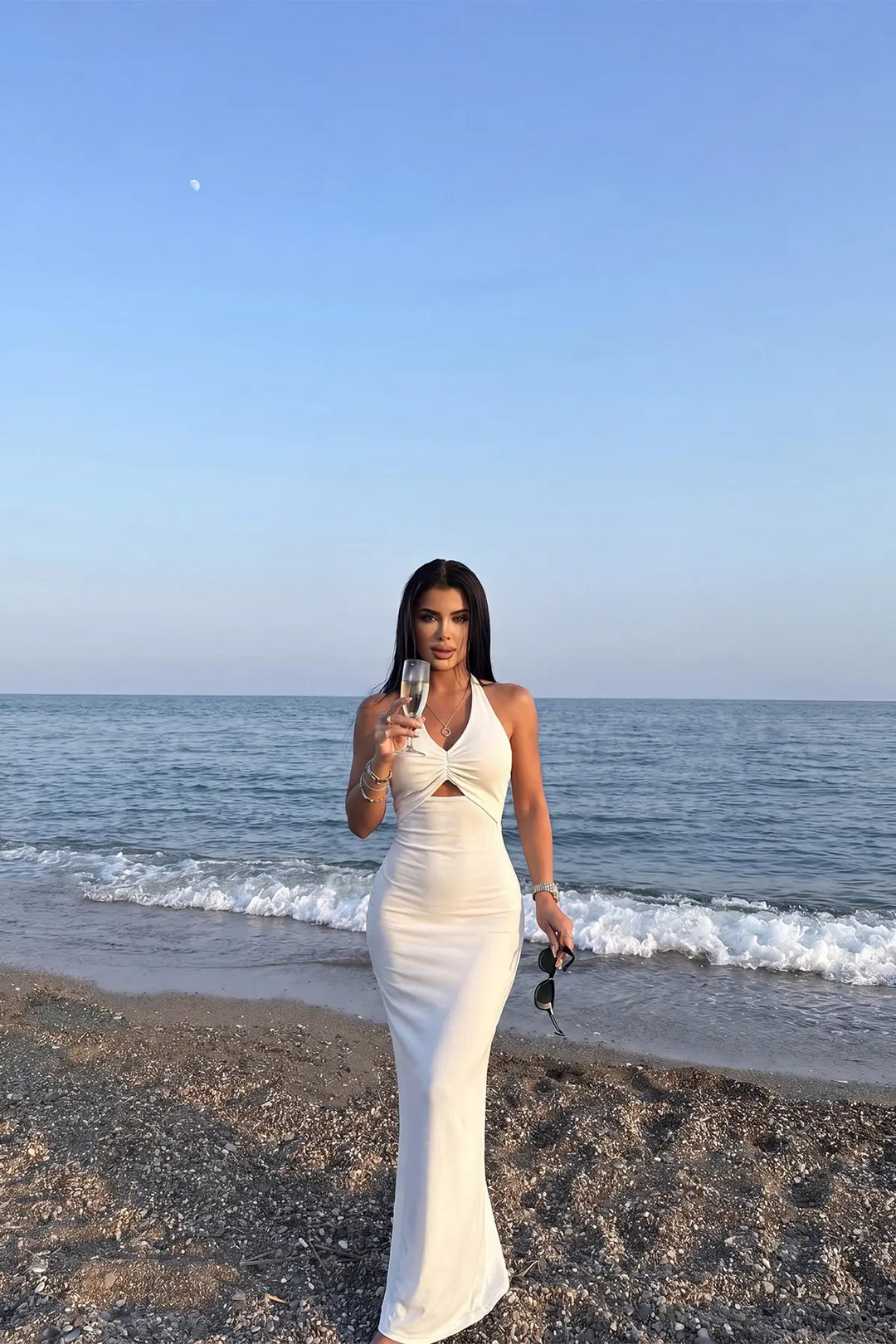 EYY Women White Pearl Detail Long Dress - Mühlhausen