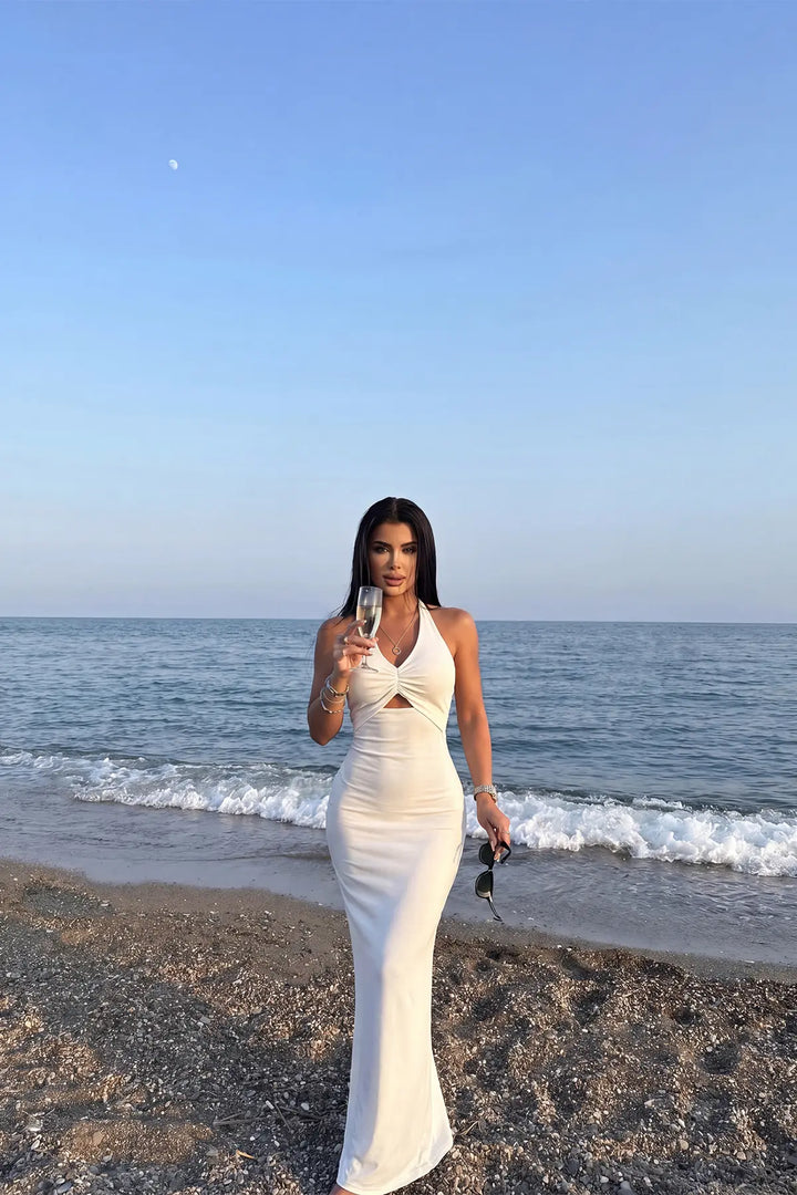 EYY Women White Pearl Detail Long Dress - Mühlhausen