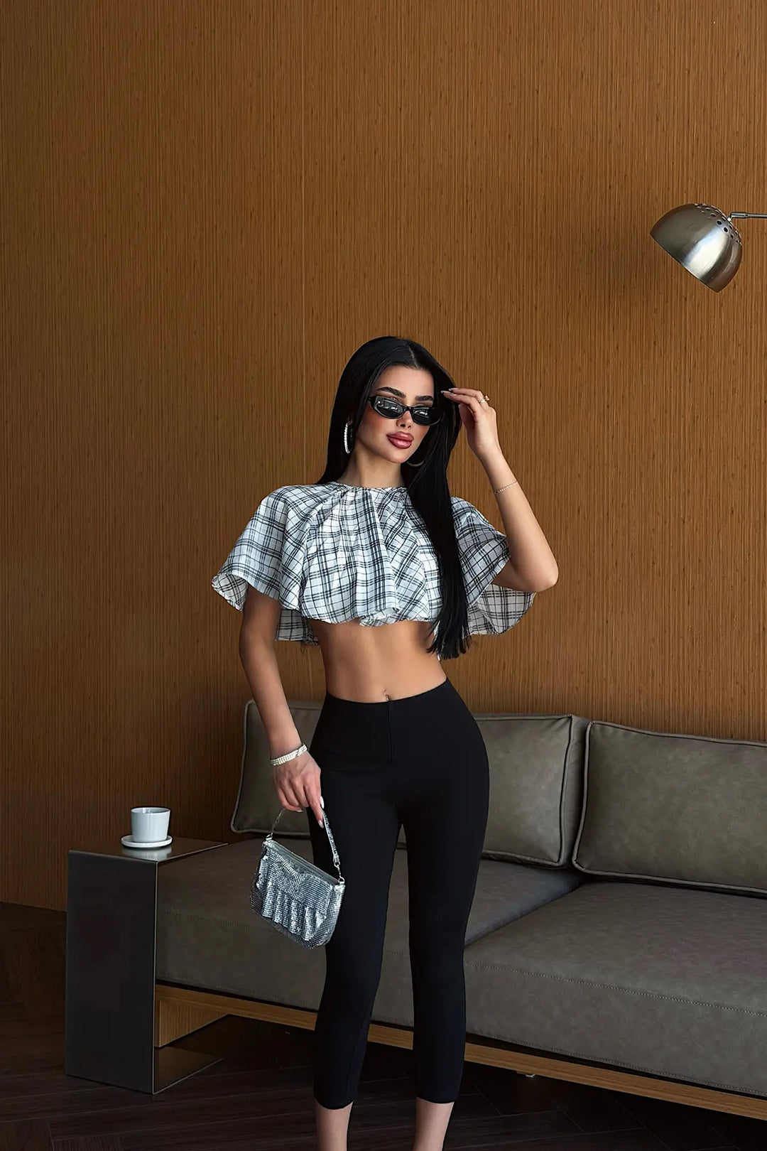 EYY Women White Plaid Crop Top - Lleida