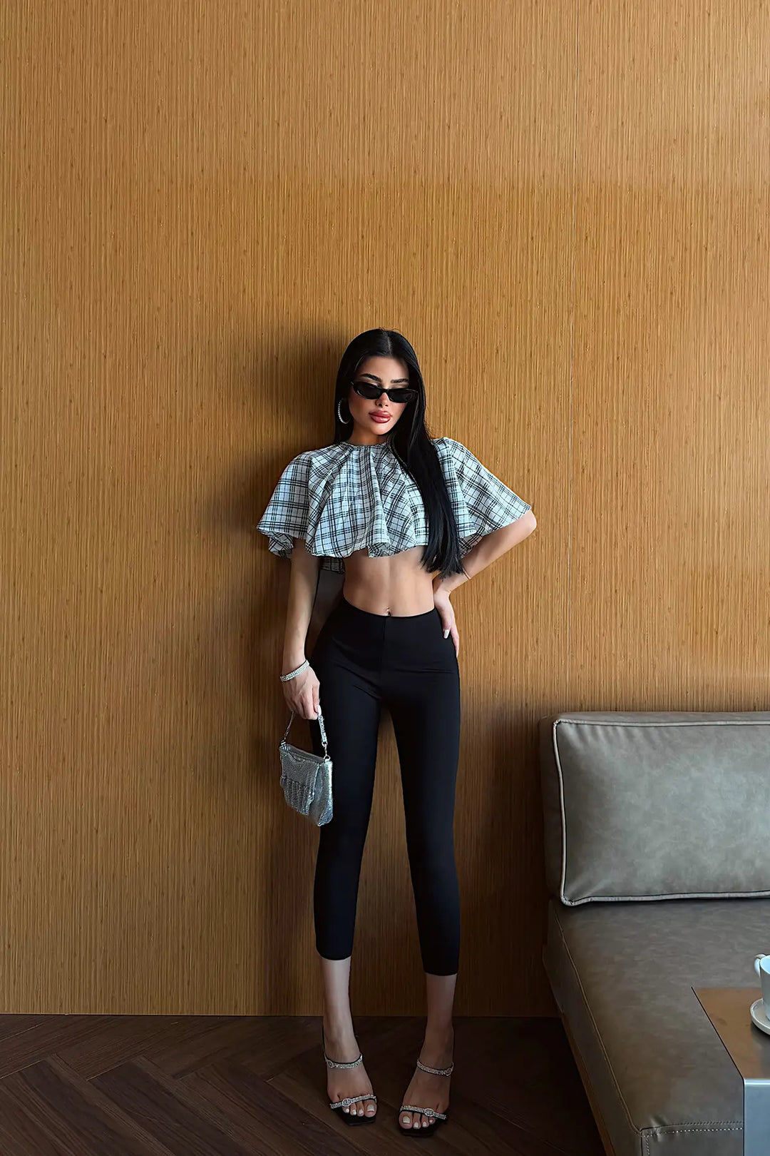 EYY Women White Plaid Crop Top - Lleida