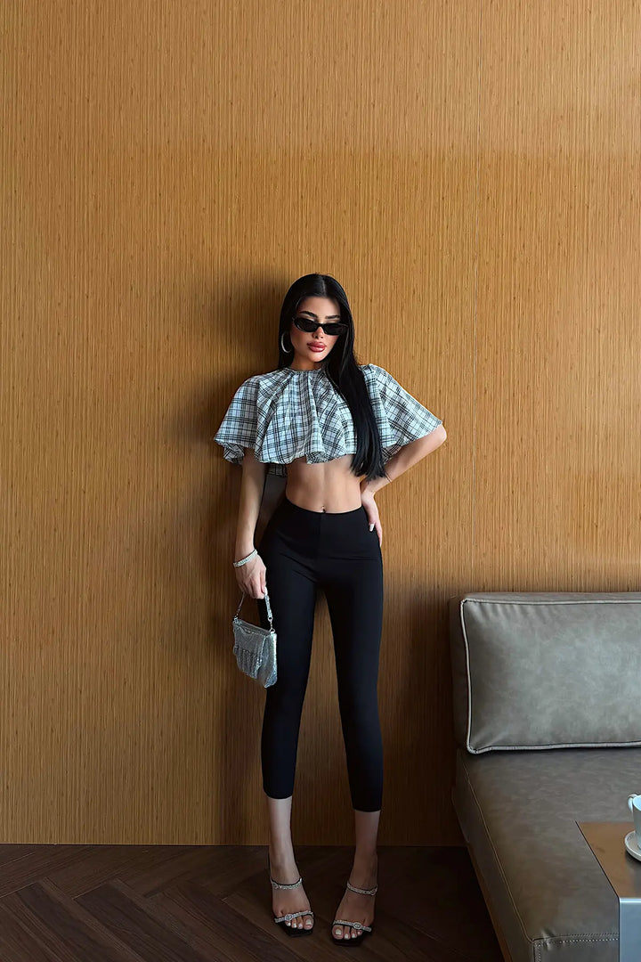 EYY Women White Plaid Crop Top - Lleida