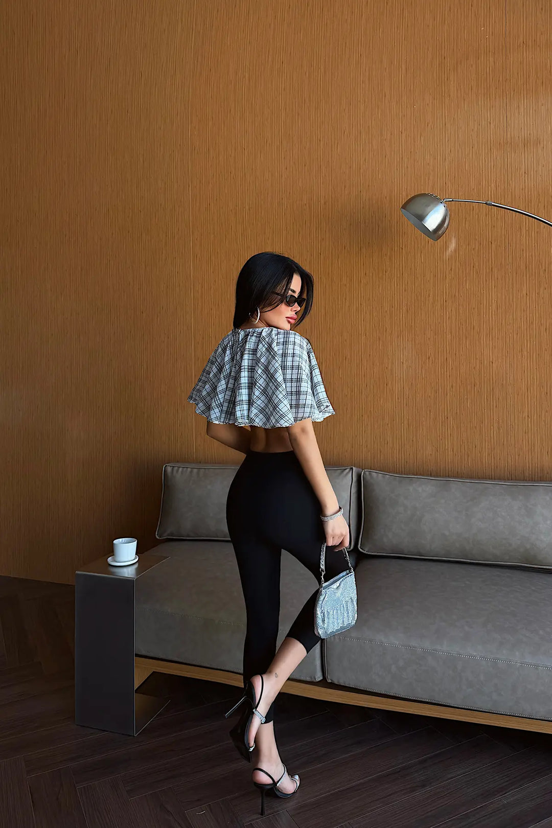 EYY Women White Plaid Crop Top - Lleida