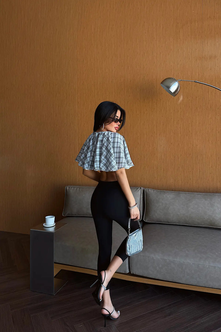 EYY Women White Plaid Crop Top - Lleida