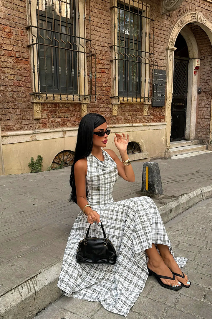 EYY Women White Plaid Dress - Snizhne