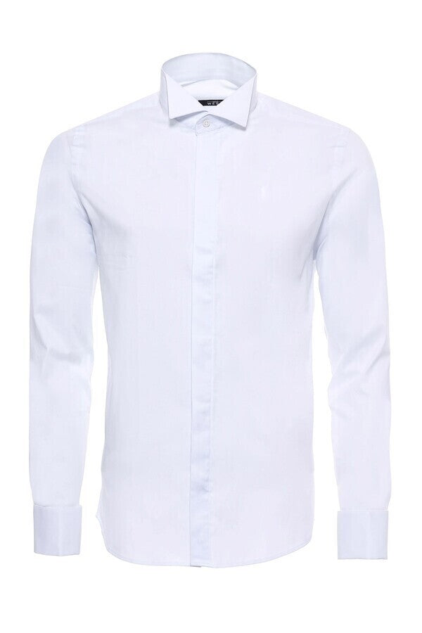 WSS White Plain Stand Collar Formal Tuxedo Shirt  - Charleville-Mézières