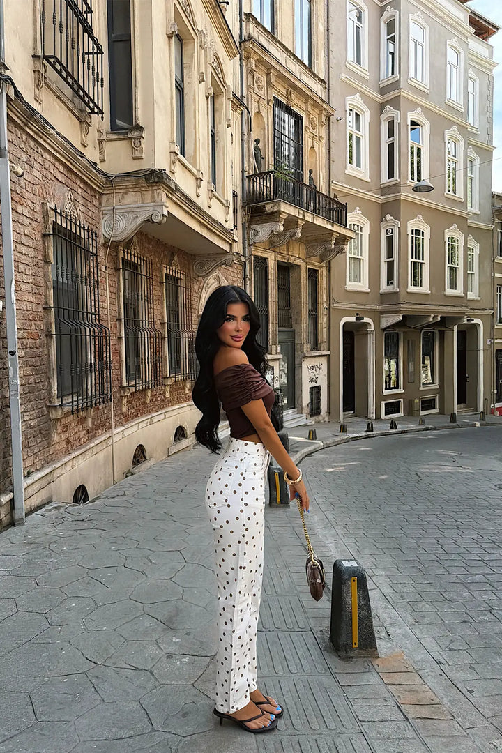 EYY Women White Polka Dot Jeans - Guimarães