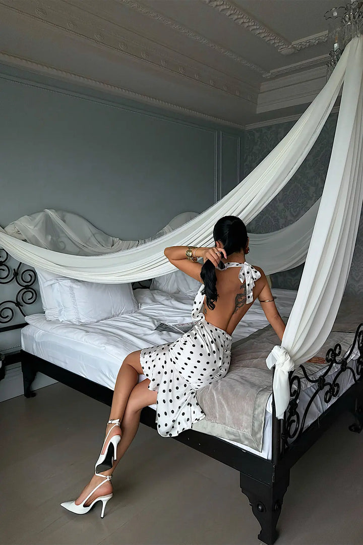 EYY Women White Polka Dot Mini Dress - Encarnación de Díaz