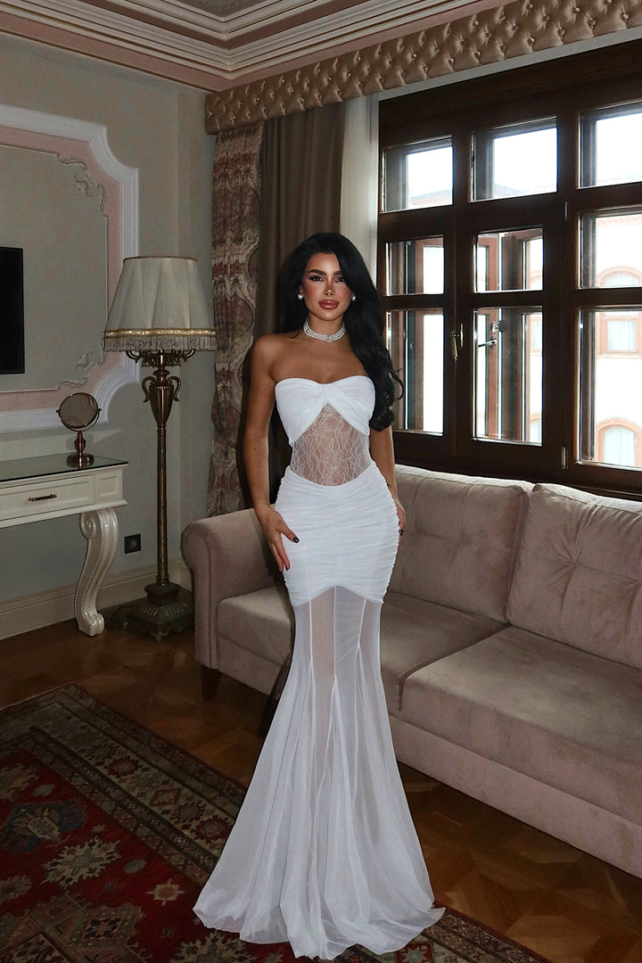 EYY Women White Priscilla Lace Detail Dress - Avellino