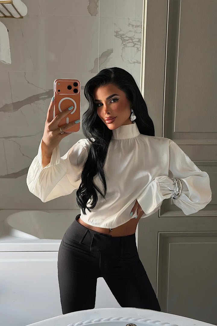 EYY Women White Satin Blouse - San Jacinto