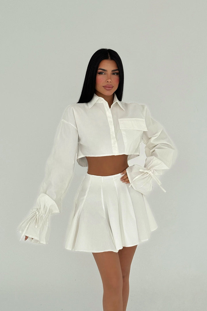 EYY Women White Jila Mini Skirt Top Shirt Set - Foggia