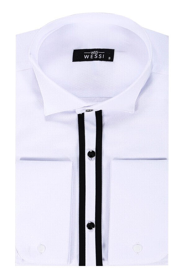 WSS White Stand Collar Formal Shirt  - Zaragoza