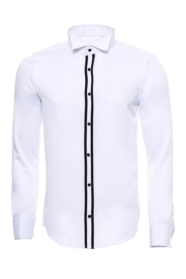 WSS White Stand Collar Formal Shirt  - Zaragoza