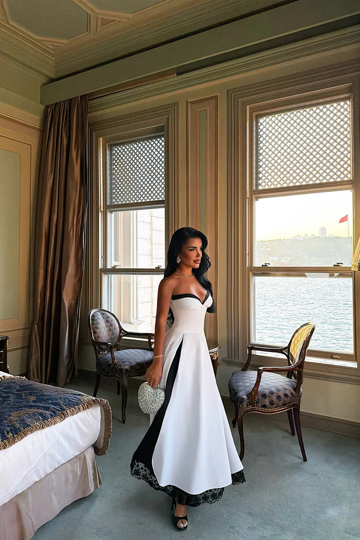 EYY Women White Strapless Evening Dress - Le Cannet