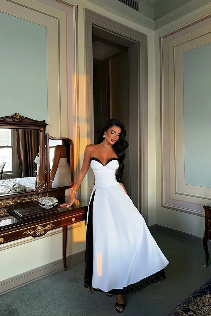 EYY Women White Strapless Evening Dress - Le Cannet