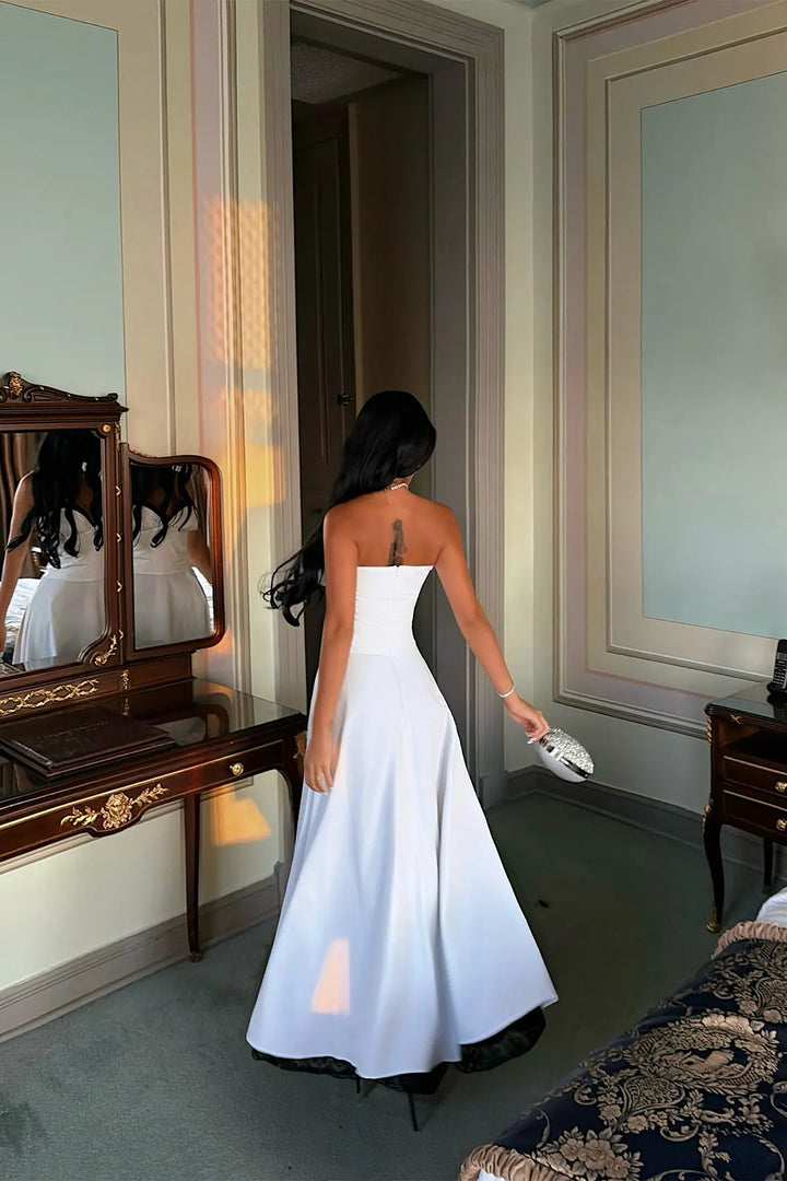 EYY Women White Strapless Evening Dress - Le Cannet