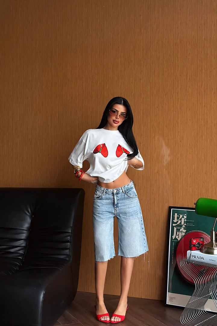 EYY Women White T-shirt with Front Print - Lüneburg