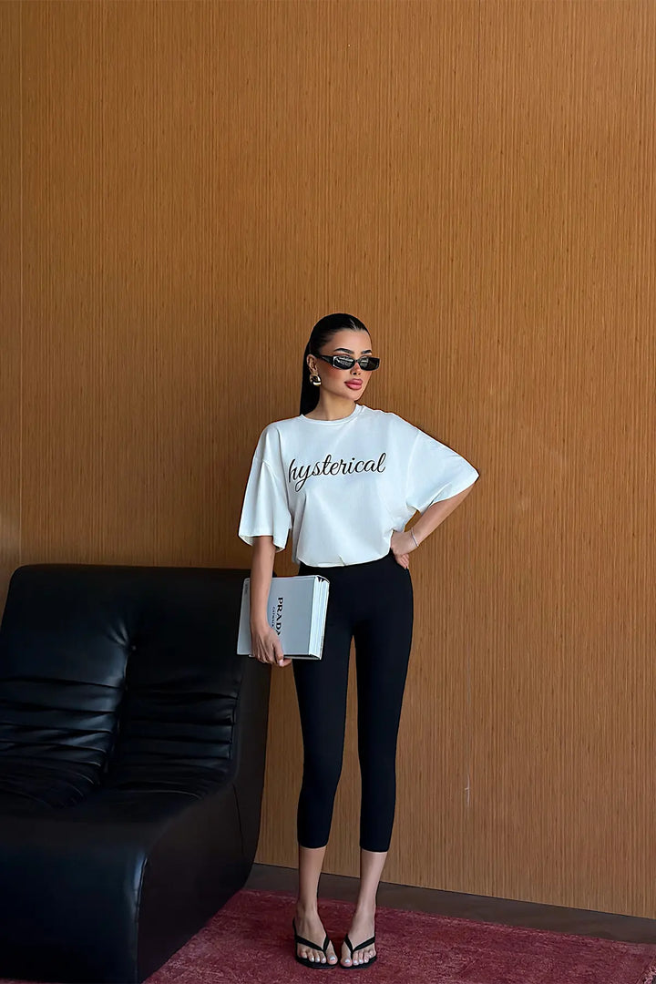 EYY Women White T-shirt with Text on the Front - Karlsruhe