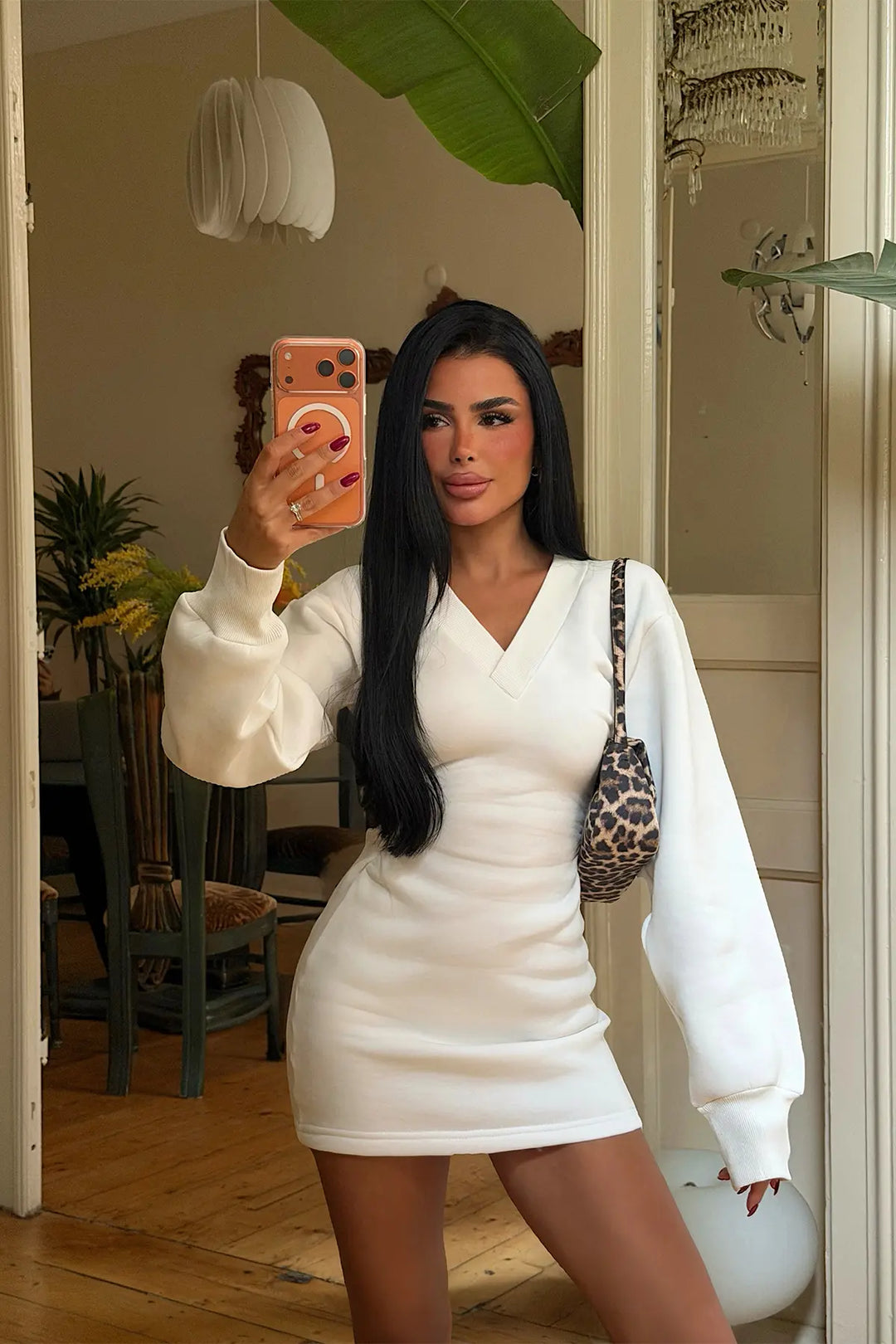 EYY Women White V-Neck Mini Dress - Saarlouis