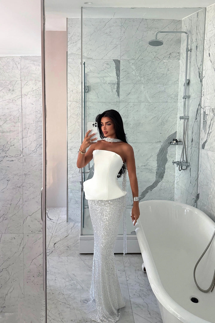 EYY Women White Viona Skirt Top Set Evening Dress - Middletown