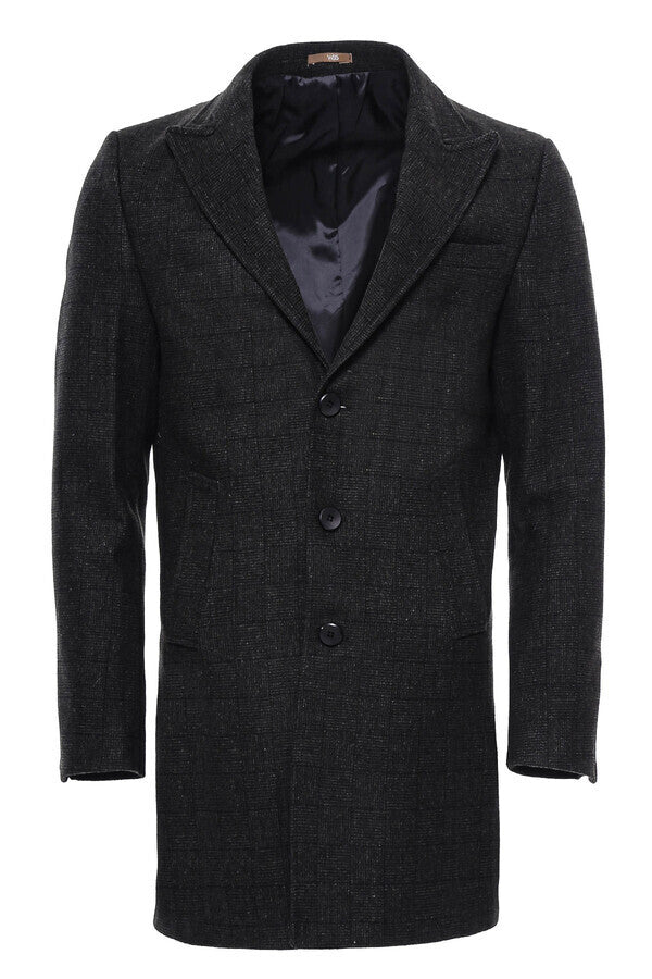 WSS Wide Lapel Striped Slim Fit Anthracite Men Coat  - Folkestone