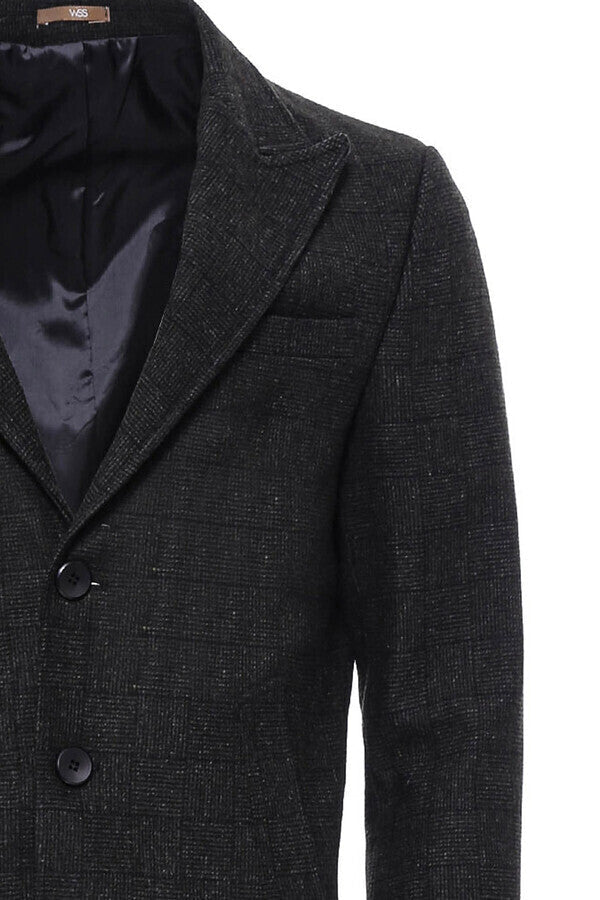WSS Wide Lapel Striped Slim Fit Anthracite Men Coat  - Folkestone
