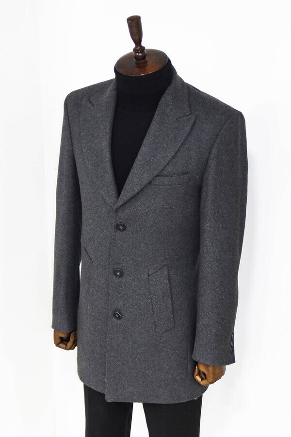 WSS Wide Lapel Wool Anthracite Men Coat  - Pforzheim