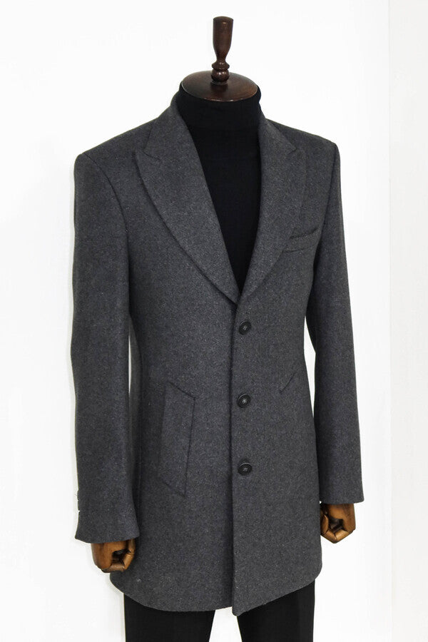 WSS Wide Lapel Wool Anthracite Men Coat  - Pforzheim