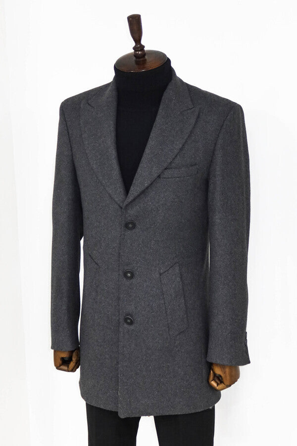 WSS Wide Lapel Wool Anthracite Men Coat  - Pforzheim