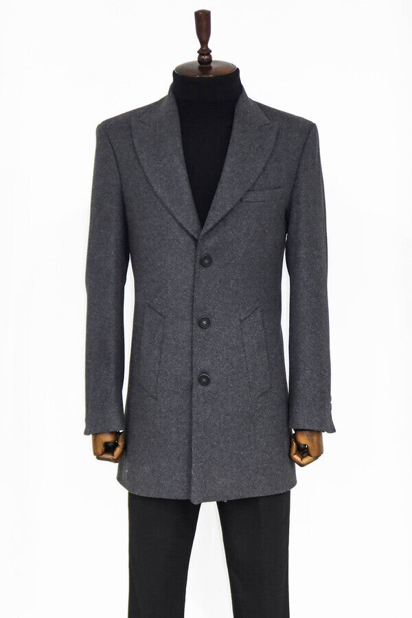WSS Wide Lapel Wool Anthracite Men Coat  - Pforzheim