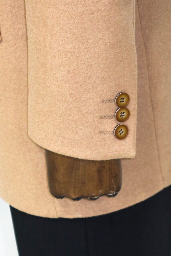 WSS Wide Lapel Wool Cream Men Coat  - Tamiami