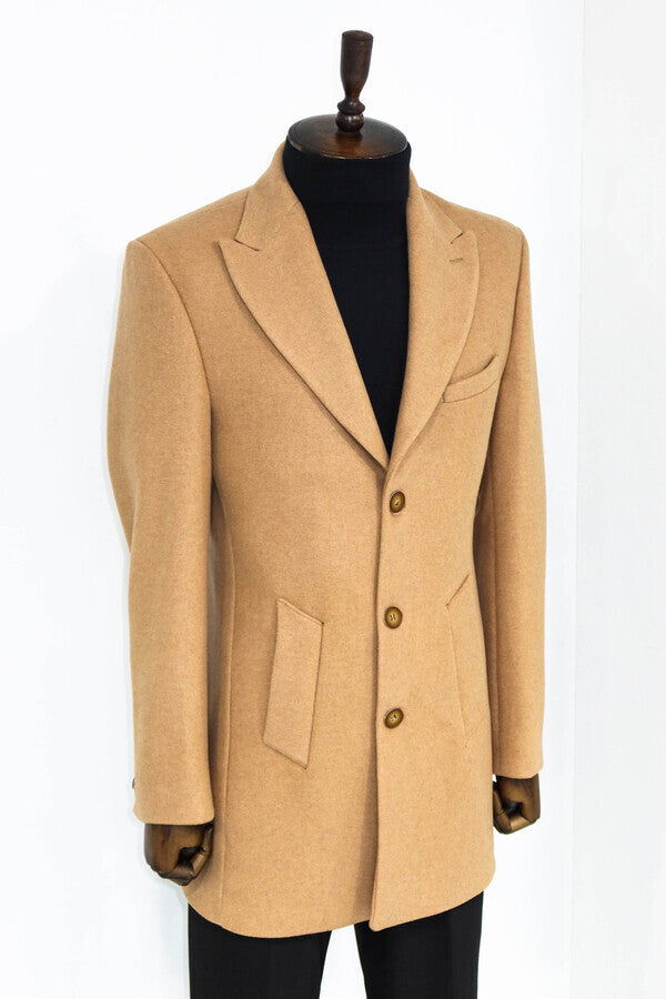 WSS Wide Lapel Wool Cream Men Coat  - Tamiami
